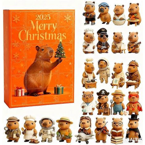 24 décorations de Noël en acrylique 2D représentant de mignons capybaras, calendrier de l'Avent, pendentif capybara à suspendre au sapin - D