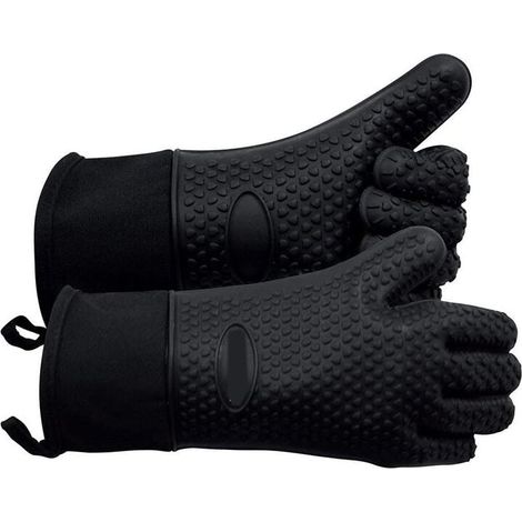 Hitzebeständige Silikon-Ofenhandschuhe, Grillhandschuhe, wasserdichte Küchenhandschuhe, Grillzubehör, Weber-Handschuhe für Pizza und Mikrowelle, rutschfest (1/4)