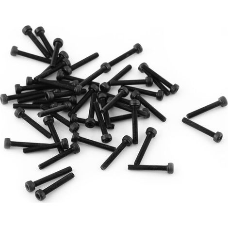 Schwarze M3-Sechskantschrauben, 20 mm lang, Vollgewinde, 50er-Packung