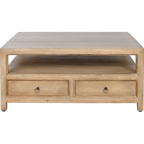 Mesa Centro Madera Mango 100X100X45 Cajones (1/5)