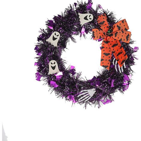 Couronne de porte gothique Halloween 35 x 35 cm – Motif crâne et roses – Décoration murale pour maison et fête d’Halloween (1/5)