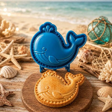 Collection de presses à tartes « Océan » moule à tarte rempli d'animaux marins presse-pâte réutilisable pour mini-tartes de poche - Baleine (1/4)