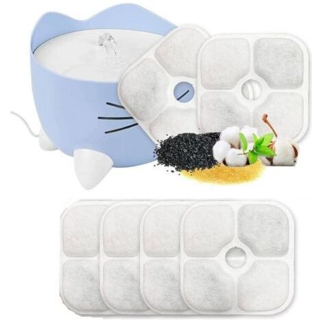 6er-Pack Springbrunnenfilter-Ersatzfilterkartuschen mit dreischichtigem Aktivkohleharz-Filtrationssystem für Springbrunnen und Katzen MUMU