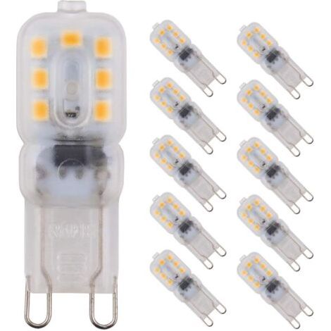 10 paquets 2W 14x2835 Dimmable G9 Ampoules Led,Led économie d'énergie Ampoules,Blanc chaud 3000k,150Lumens, Équivalent à l'ampoule halogène de 20W,AC 220-240V,360°Angle de faisceau (1/5)