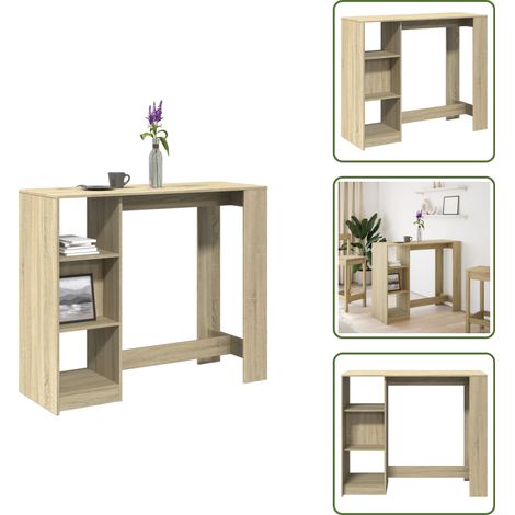 Bartisch mit Regal Sonoma-Eiche 124x46x103,5 cm Holzwerkstoff - Bartisch - Bartische - Stehtisch - Kneipentisch (1/5)