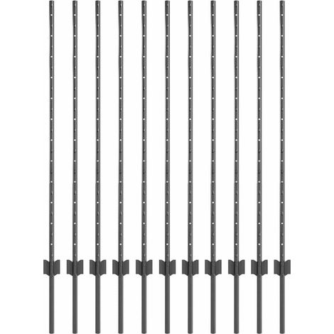 Poteau de clôture. 11 pcs Gris 120 cm Acier (1/5)