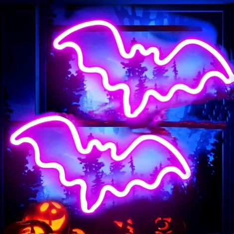 Veilleuse d'Halloween, lumière LED, néon, décoration lumineuse d'Halloween 2 Pink (1/5)