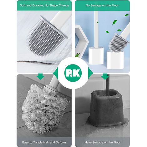 Brosse de Toilette, Balayette Suspendue, Brosse WC Suspendue en SiliCône Antibactérienne avec Support Hygiénique-Fei Yu (1/4)