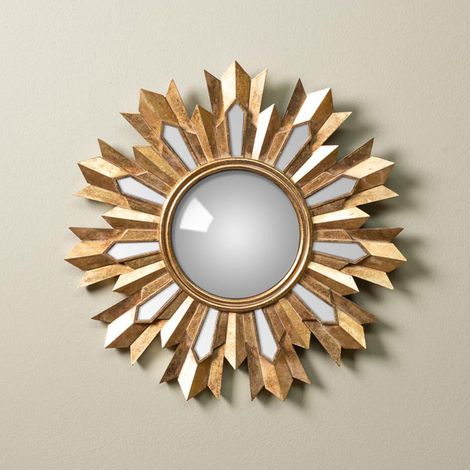 Miroir convexe résine doré flamme 35x35x35cm (1/3)