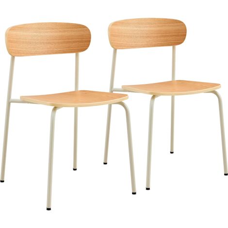 Lot de 2 chaises en bois beige (1/5)