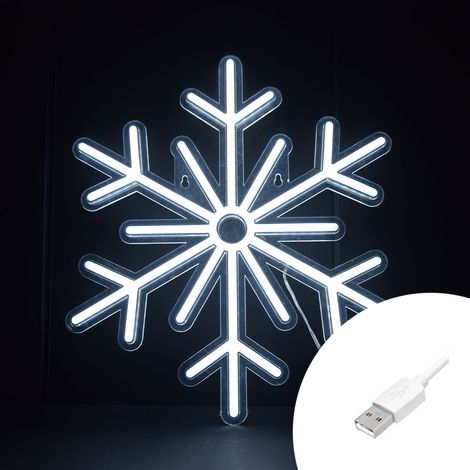 Fiocco di neve luminoso da 38cm Neon Flex USB Bianco freddo da interno Wisdom (1/2)