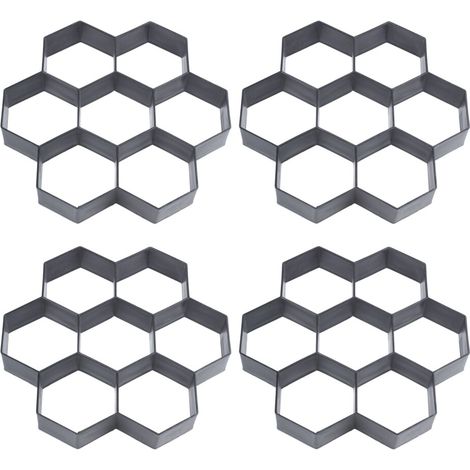4x DIY-Terrassenwegform, Trittstein-Betonpflasterform, wiederverwendbare Wegform, Gartenpflasterform, 30 x 30 cm