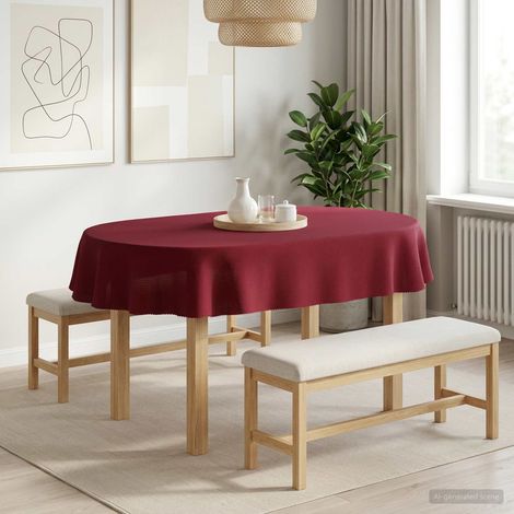 vidaXL Table Cloth Oval Wine Red 130 x 220 cm (1/5)
