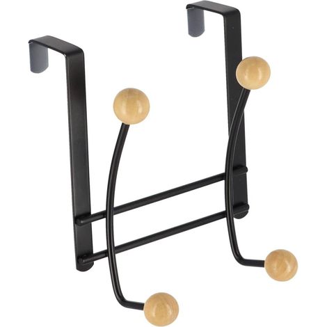 Kleiderhaken aus metall mit 4 haken aus holz - schwarz holz - Tendance