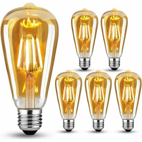 Lot de 6 Ampoules Incandescent Bulb Edison vintage E27 , 4 W, blanc chaud (1/5)