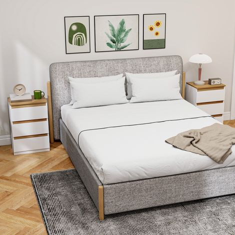 Pack de 2 Mesitas de Noche Estrechas de 3 Cajones Cajoneras para Salón Pasillo 40x30x59,5 cm Blanco (1/5)