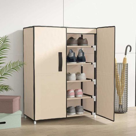 vidaXL Zapatero de tela crema 60x28x90 cm (1/5)