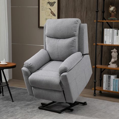 Sillón relax eléctrico reclinable con elevación y mando a distancia gris OKWISH (1/5)