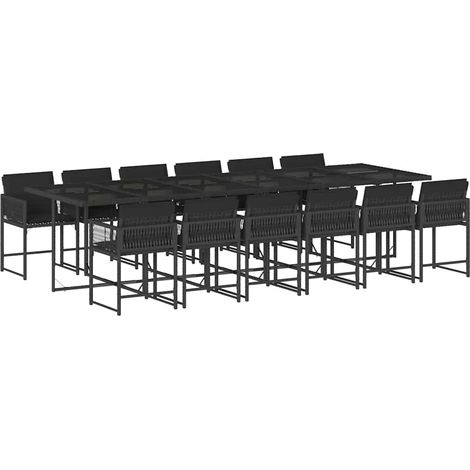 Maison Exclusive - Set da Pranzo da Giardino 13pz con Cuscini Nero in Polyrattan (1/5)