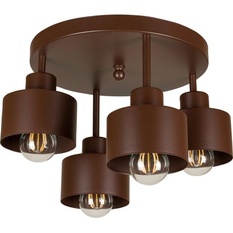 Plafoniera marrone, in metallo industriale, 4xE27, illuminazione LED moderna per soggiorno, cucina, camera da letto, cameretta dei bambini, loft (1/5)