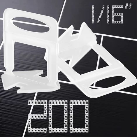 200 Pièces Croisillon Carrelage Autonivelant Kit, 2 mm Système de Nivellement de Carrelage, Languettes de Nivellement pour Aider à la Pose de Carrelage Carrelage Sol Carreaux de Mur (1/5)