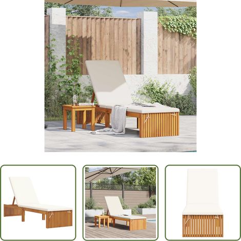 Chaise longue bois acacia - Transat Huile Naturelle 200 x 55 x 94 cm Bois d'acacia massif (1/5)