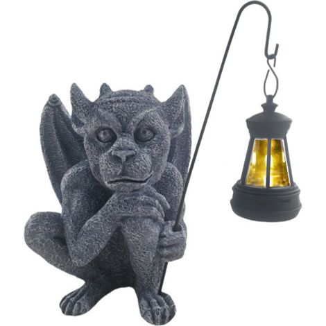 Estatua de gárgola con energía solar para decoración exterior, patio, jardín, oficina. (1/5)