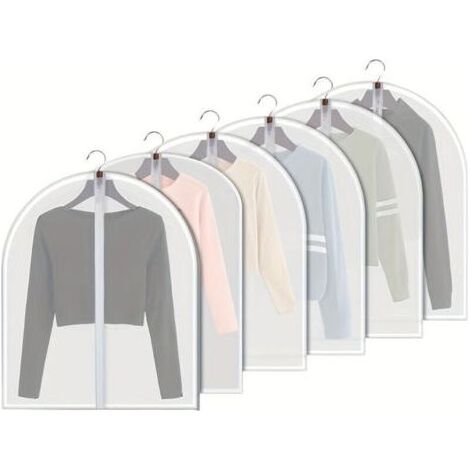 Lot de 6 housses anti-poussière transparentes pour vêtements, sacs de rangement adaptés à vêtements suspendus, protection penderie (1/5)