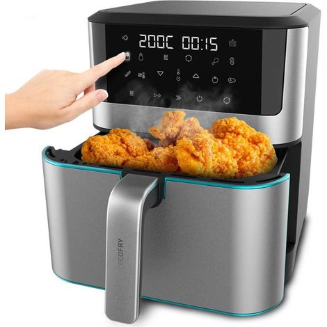 Cecotec Freidora de Aire sin Aceite Air Fryer 9L Cecofry Advance 9000 Full Inox. 2800W, 2 Cubetas 4.5L Pared Divisoria, Sync