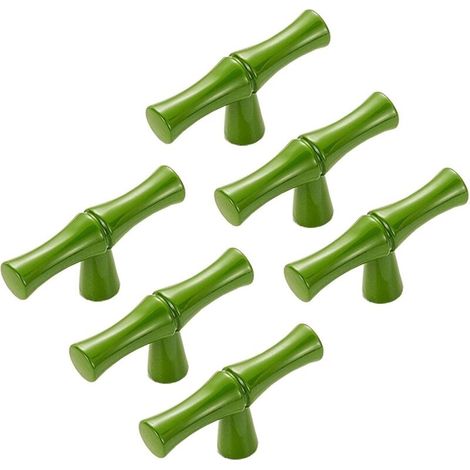 6 Stück grüne, moderne, kreative Schranktürknöpfe in Bambusform