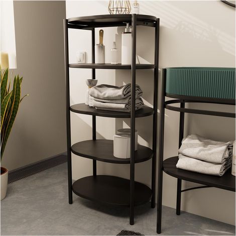 Colonna bagno L.55 x H.116 x P.37,5 cm metallo nero opaco LUCIA