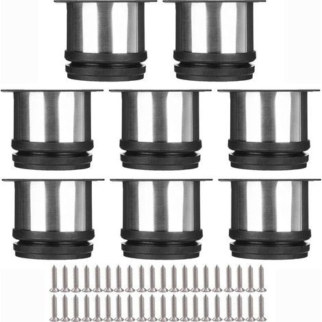 Selected Lot de 8 Pieds de Meubles, Pied Cuisine Réglables Ø 50 mm/Hauteur 50 mm Ronds Métal Acier Inoxydable Canapé Jambe Table Pieds (1/5)