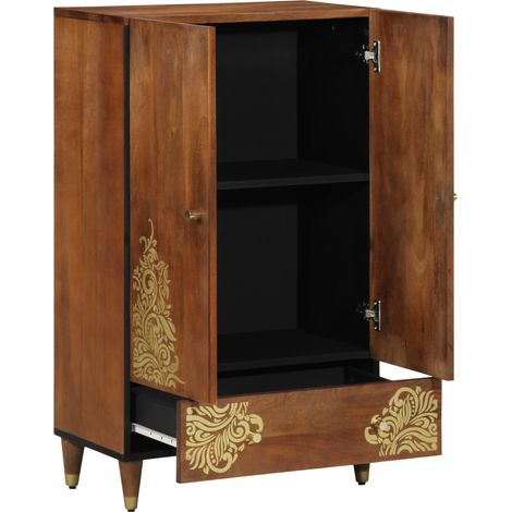 Haut Armoire Marron 60 x 33 x 100 cm Bois de mangue massif (1/5)