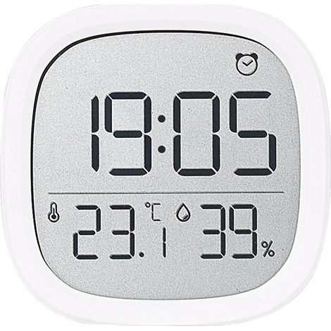 Horloge LCD minimaliste, horloge électronique multifonctionnelle avec affichage de la température et de l'humidité, réveil magnétique, usage domestique - blanche (1/4)