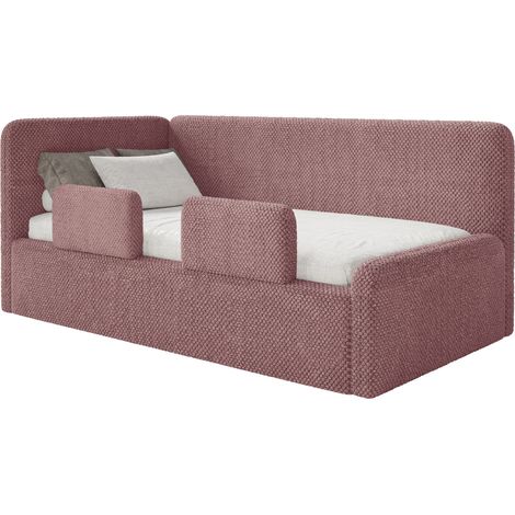 Selsey Fanko – Kinderbett 90x200 cm mit Rausfallschutz, Matratze, Kopfteil links, Plüsch, Rosa