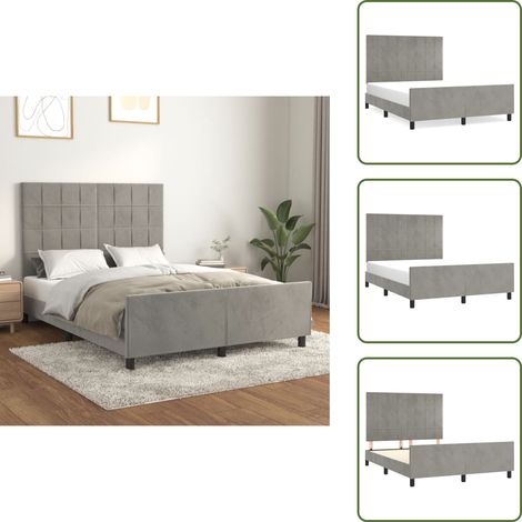 Bettgestell ohne Matratze Hellgrau 140x200 cm Samt - Samtbett - Doppelbett - Boxspringbetten - Hochbett - Lattenrost (1/5)