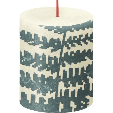 Bolsius Rustik Stumpenkerze Silhouette Weiche Perle + Farn 8 cm Stumpen- und Kugelkerzen