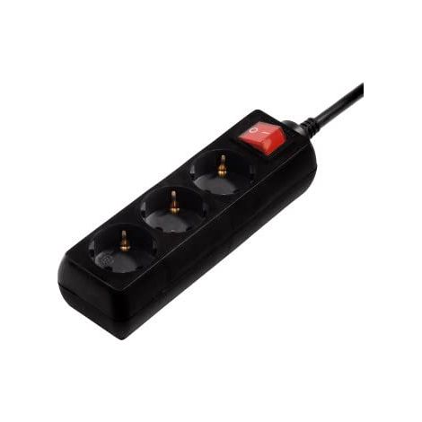 Multiprise 3 Prises 16A avec Interrupteur Rallonge multiprises 3m Bloc 3 prises Type F Schuko Idéal Bureau PC luminaires Atelier Meuble TV Garage Noir (1/2)