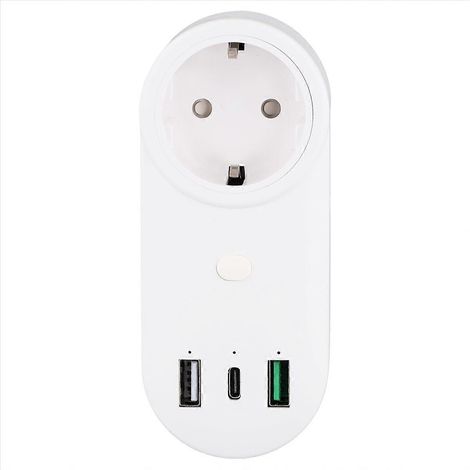 Intelligente WLAN-Steckdose 16 A, 2 USB-Anschlüsse + Typ-C-EU-Stecker (1/5)