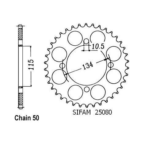 Couronne 750 Elefant 1987-1989 - 530 - 46 Dents - Similaire JTR718