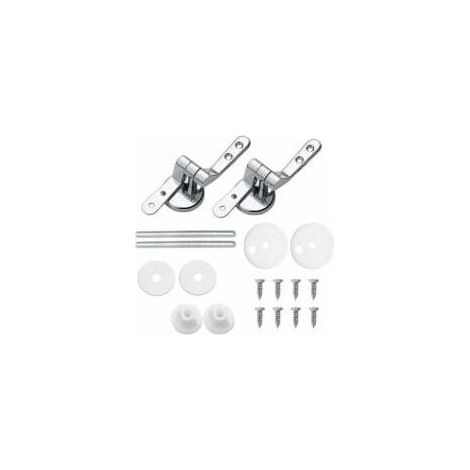 Attaches Charnière Abattant WC, Lot de 2 Charnières de Rechange pour Lunette de Toilette avec Fixations en Alliage-- (1/5)