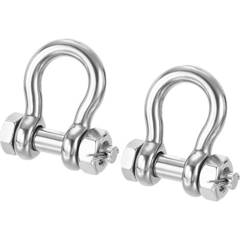 Manille 5/16" avec Boulon de 3/8" 1653Lbs, Lot de 2 Manilles en Acier Inoxydable 316 pour Remorquage et Gréement, Argent (1/5)