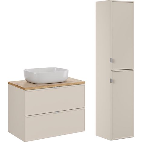 Ensemble meuble simple vasque 80cm et colonne Alba Cachemire (1/5)