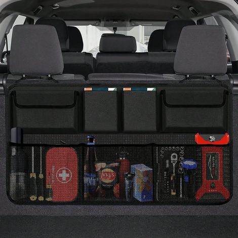 Organisateur de coffre de voiture, Sac de rangement arrière ajustable à grande capacité, Organisateur de dossier polyvalent en matériau Oxford (1/5)