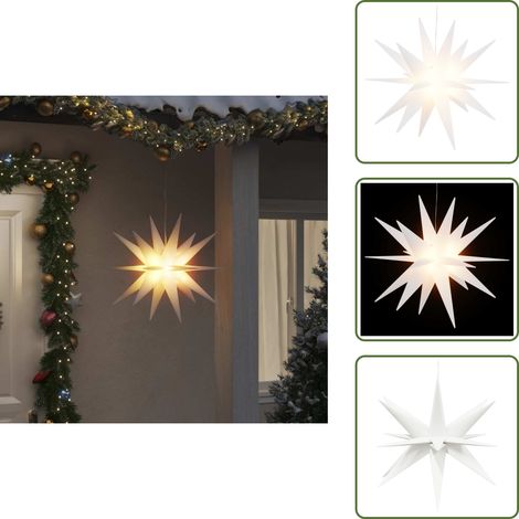 The Living Store LED-Weihnachtsstern Faltbar Weiß 57 cm - LED-Weihnachtsbeleuchtung