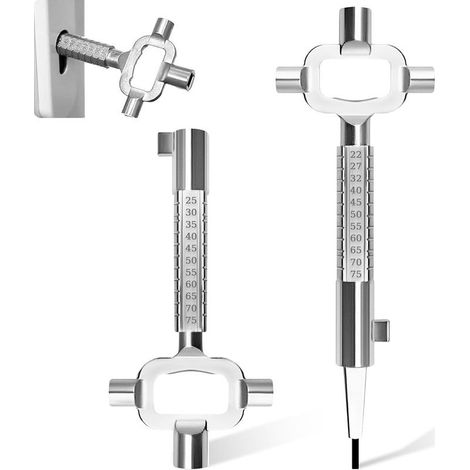 Jeu de 2 clés universelles d'architecte, en métal et alliage de zinc, avec manomètre cylindrique, résistantes à la corrosion. (1/5)