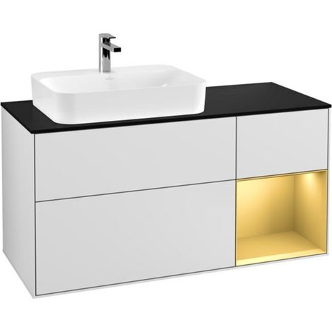 V&B Waschtischunterschrank Wandbeleuchtung Finion 120cm, Pl bla m, Reg re gol m, wh. m Lac (1/2)