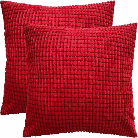 Housse de coussin en velours côtelé 2 pièces (rouge, 4545 cm)-Fei Yu