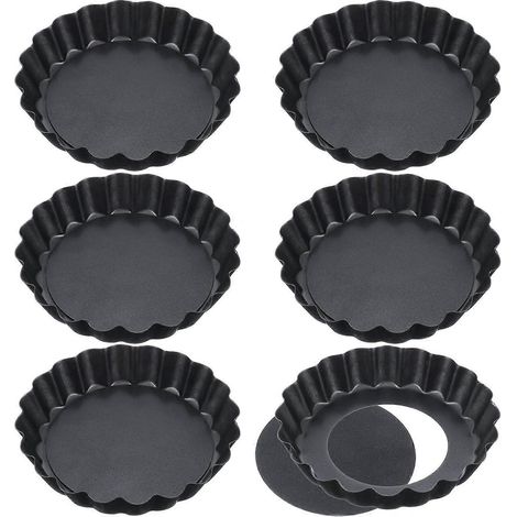 6er-Pack antihaftbeschichtete Quicheformen (10 cm), Mini-Tarteförmchen, Tarteformen mit losem Boden, Tarteform mit losem Boden, Käsekuchenform, Tarteform