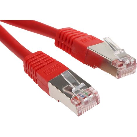 Câble cat 6 Avec connecteur / , S/FTP, gaine PVC Rouge, 500mm ( Prix pour 1 )